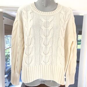 BANANA REPUBLIC Cable Ivory Women’s Sweater Merino Wool Sz. Medium Pullover NWOT